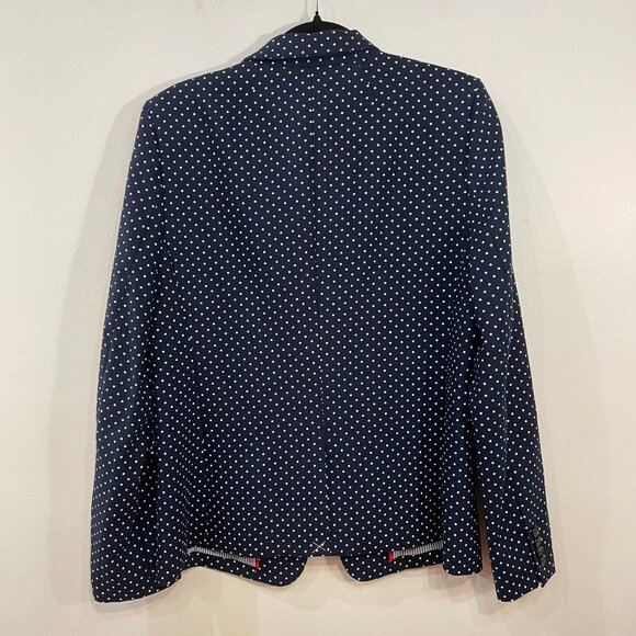 New J.Crew 100% Linen Regent Polka Dot Blazer Navy 12 $188 - Picture 5 of 6